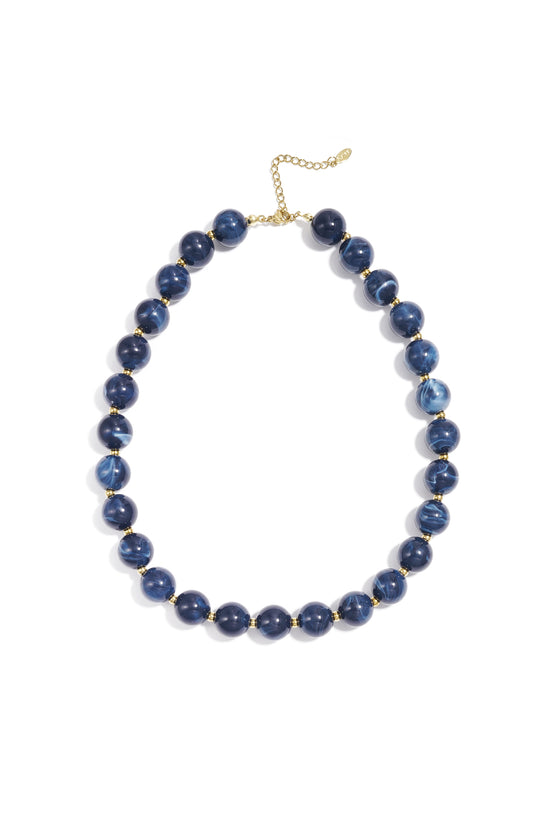 Bead necklace with gold beads 13.5mm