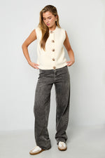 Knitted Polyester Fiber Women's Knitted Vest Casual Solid Color