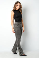 Cotton Woven Women's Straight Leg Denim Pants Casual Knot Detail