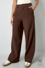Woven Polyester Fiber Women's Wide Leg Pants Elegant Solid Color Fall/Winter