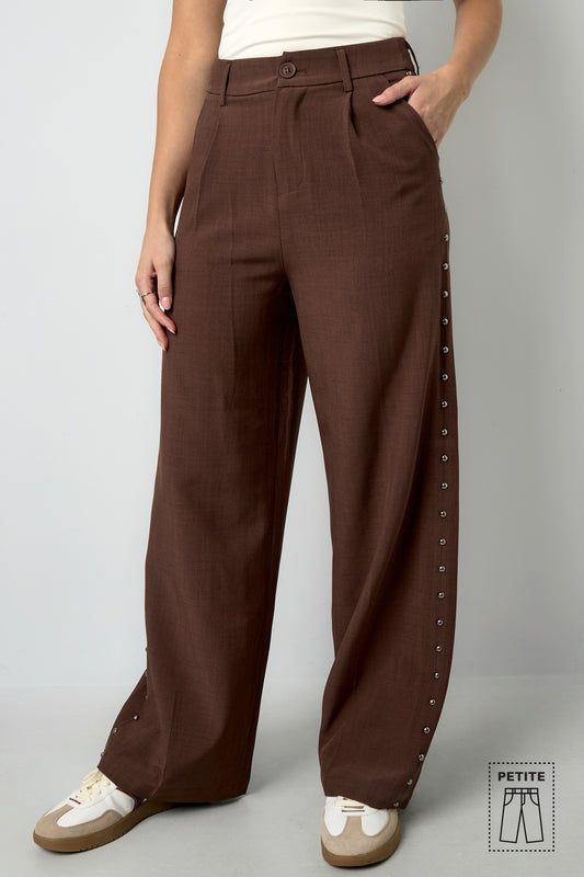 Woven Polyester Fiber Women's Wide Leg Pants Elegant Solid Color Fall/Winter