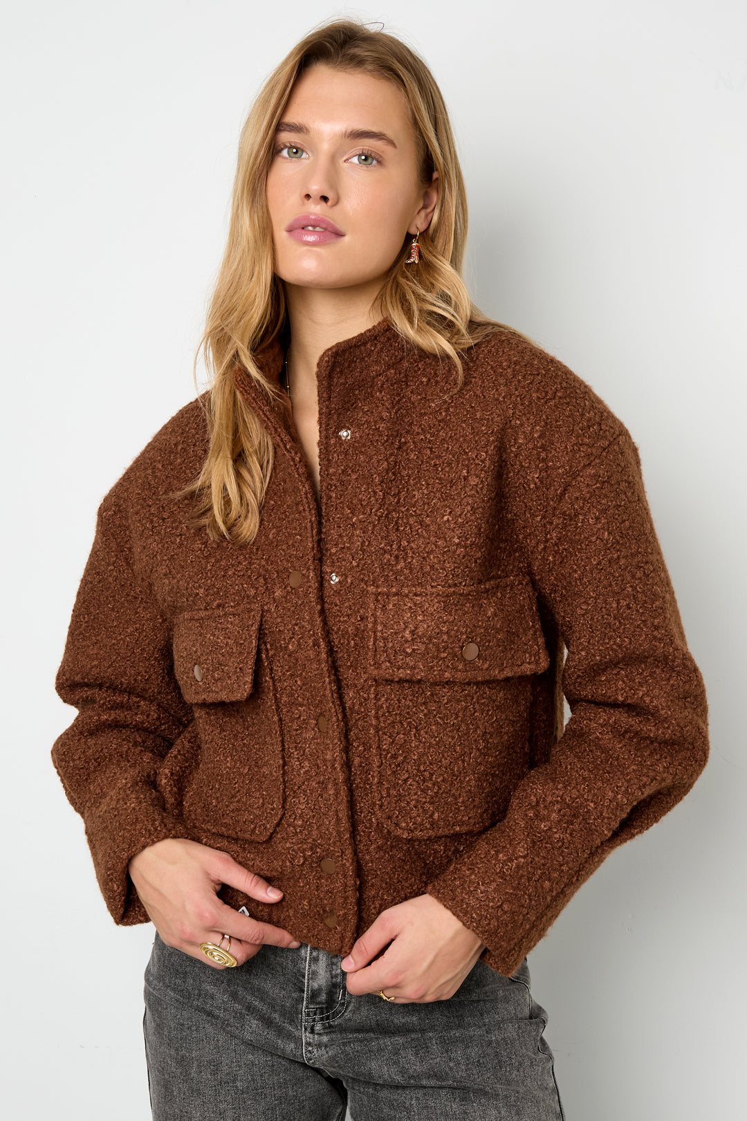 Woven Polyester Fiber Women's Jacket Casual Solid Color Fall/Winter