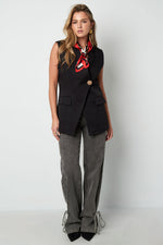 Woven Polyester Fiber Women's Sleeveless Blazer Casual Asymmetric Design