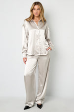 Woven Polyester Fiber Women's Straight Pants Casual Solid Color Fall/Winter