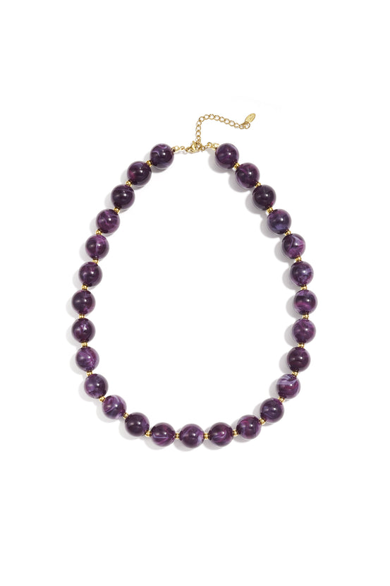 Bead necklace with gold beads 13.5mm