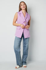 Woven Polyester Fiber Women's Sleeveless Blazer Casual Asymmetric Design