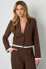 Woven Polyester Fiber Women's Suit Set Fall/Winter Street Solid Color