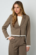 Woven Polyester Fiber Women's Suit Set Fall/Winter Street Solid Color