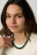 Bead necklace with gold beads 13.5mm