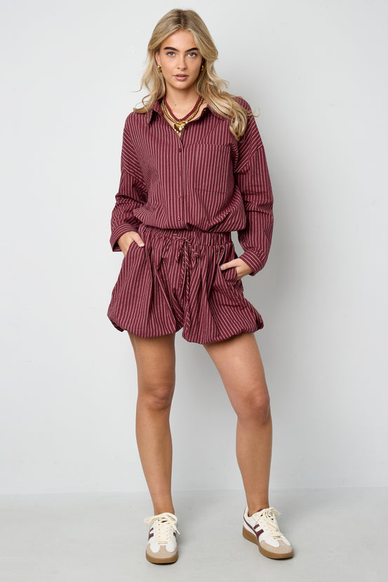 Woven Cotton Women's Shorts Casual Stripes