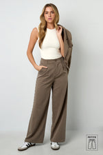Woven Polyester Fiber Women's Wide Leg Pants Elegant Solid Color Fall/Winter