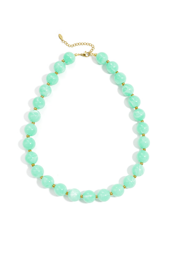 Bead necklace with gold beads 13.5mm