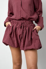 Woven Cotton Women's Shorts Casual Stripes