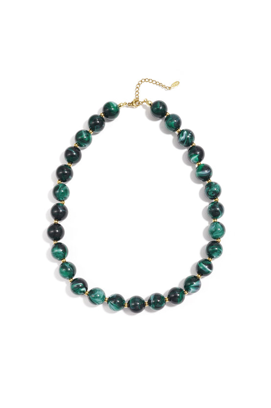 Bead necklace with gold beads 13.5mm