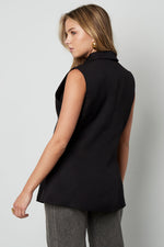 Woven Polyester Fiber Women's Sleeveless Blazer Casual Asymmetric Design