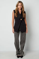 Woven Polyester Fiber Women's Sleeveless Blazer Casual Asymmetric Design