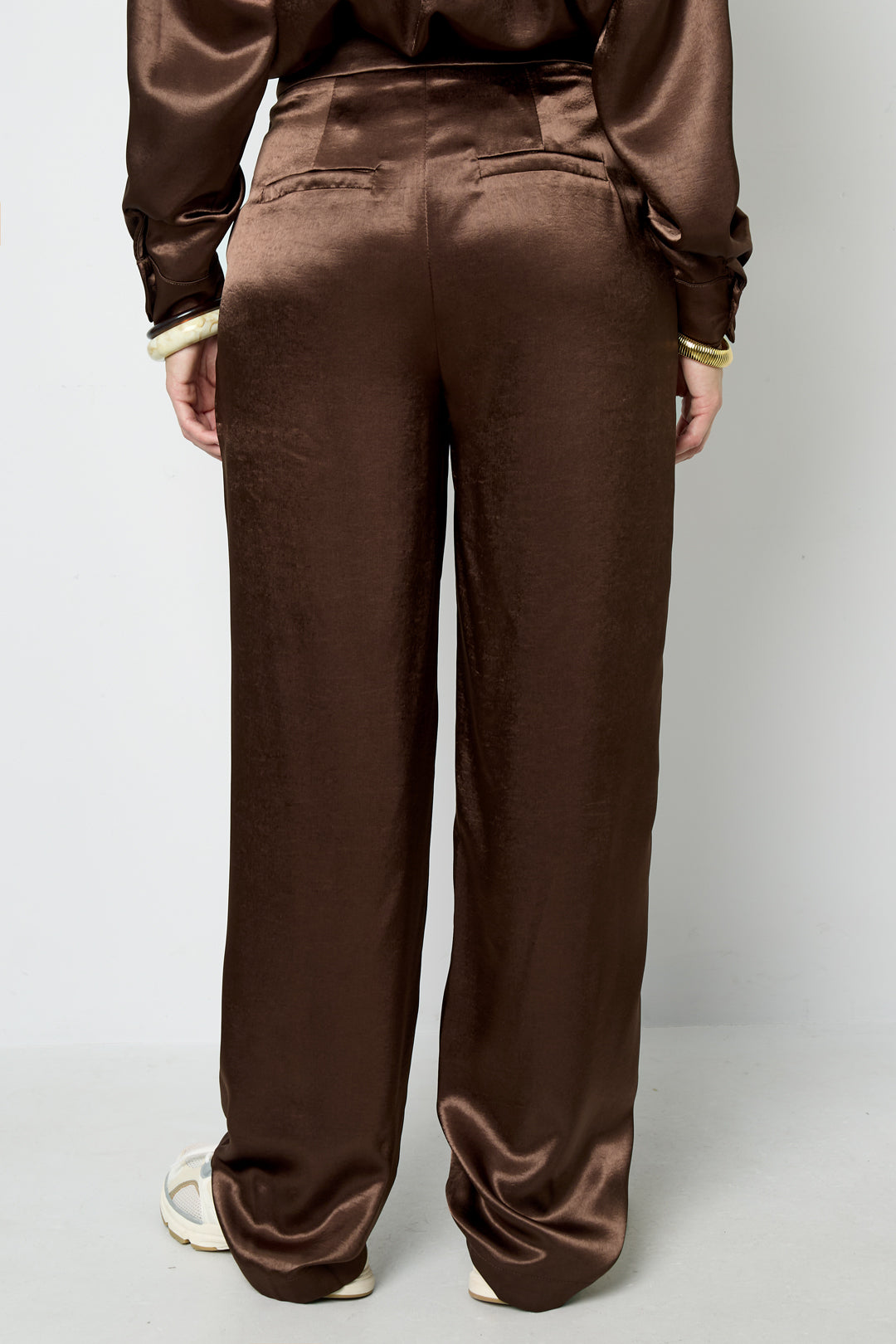 Woven Polyester Fiber Women's Straight Pants Casual Solid Color Fall/Winter