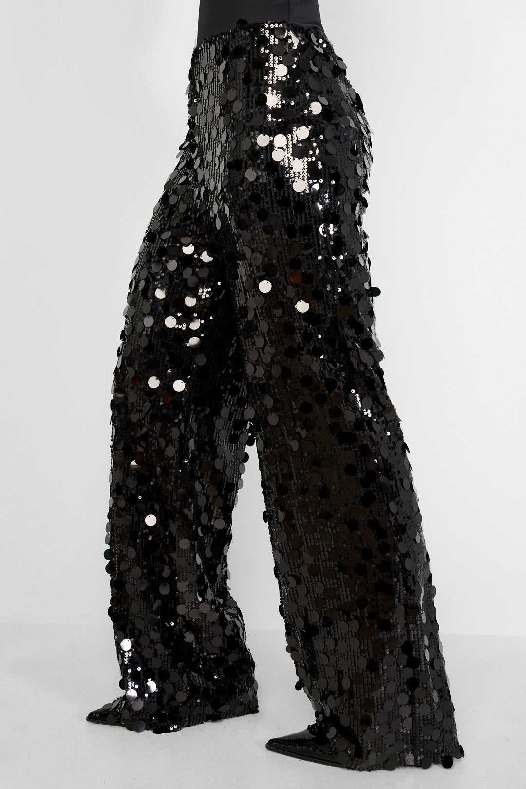 Woven Polyester Fiber Women's Straight Leg Pants Sequins Elegant