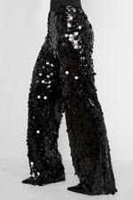 Woven Polyester Fiber Women's Straight Leg Pants Sequins Elegant