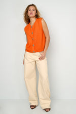 Knitted Polyester Fiber Women's Knitted Vest Casual Solid Color