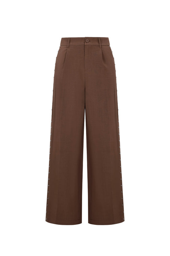 Woven Polyester Fiber Women's Wide Leg Pants Elegant Solid Color Fall/Winter
