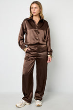 Woven Polyester Fiber Women's Straight Pants Casual Solid Color Fall/Winter